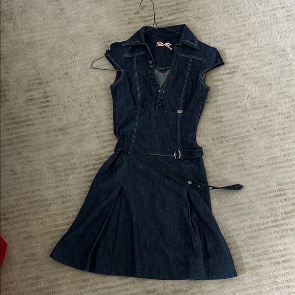 Miss Sixty Dresses & Skirts - Miss Sixty Blue Pleated Mini Dress with Notched Collar